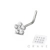 20PCS OF 925 STERLING SILVER L-SHAPE NOSE FLOWER CZ TOP